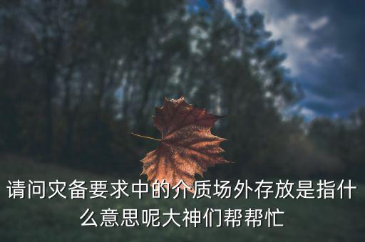 場外配置是什么意思，請問災(zāi)備要求中的介質(zhì)場外存放是指什么意思呢大神們幫幫忙