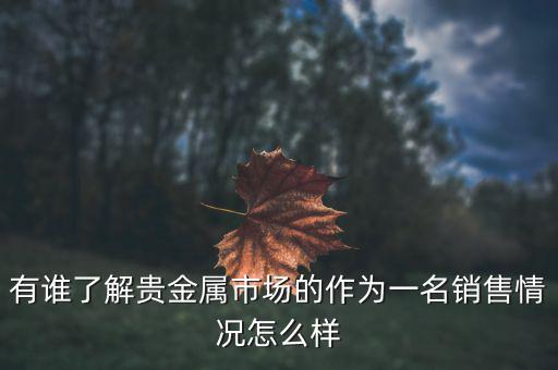 貴金屬公司為什么泛濫，有誰了解貴金屬市場的作為一名銷售情況怎么樣