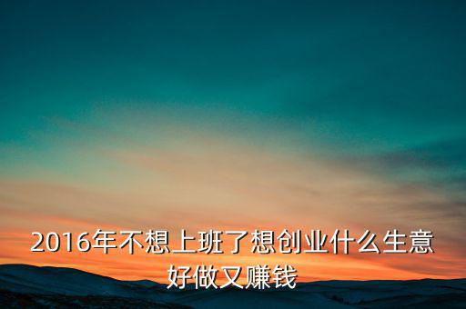 2016年什么生意好做賺錢，2016年不想上班了想創(chuàng)業(yè)什么生意好做又賺錢