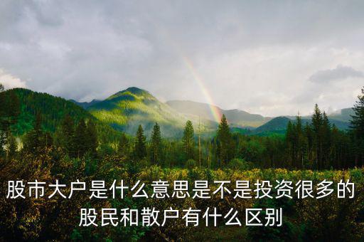 炒股大戶是什么意思，股票中的大戶是什么意思