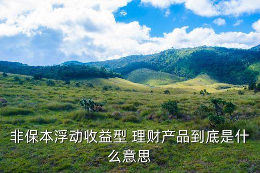 非保本理財(cái)什么意思，理財(cái)產(chǎn)品非保本是什么意思