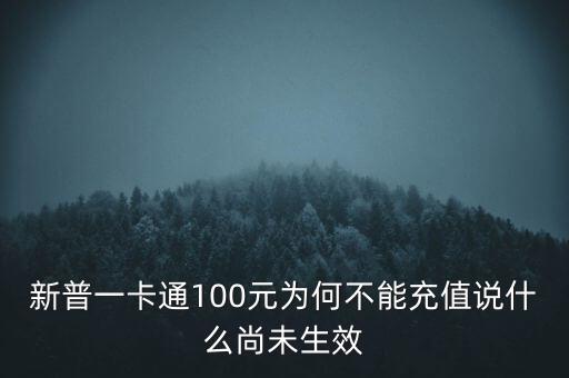 新普一卡通為什么不能沖，新普一卡通100元為何不能充值說什么尚未生效