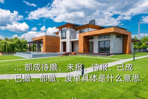 ... 部成待撤、未報(bào)、待報(bào)、已成、已撤、部撤、廢單具體是什么意思...