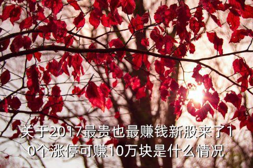 關(guān)于2017最貴也最賺錢新股來了10個漲?？少?0萬塊是什么情況